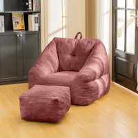 Big Beanbag Chair with Ottoman, Adult Bean Bag Chair with Filler for Living Room, Comfy Beanbag Chair for Adults with Filling by Trule