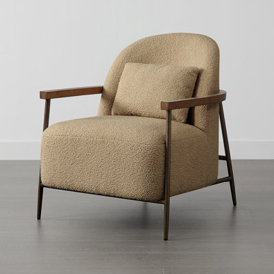 Ashwanth 27" Wide Upholstered Faux Sherpa Accent Chair With Lumbar Pillow by George Oliver