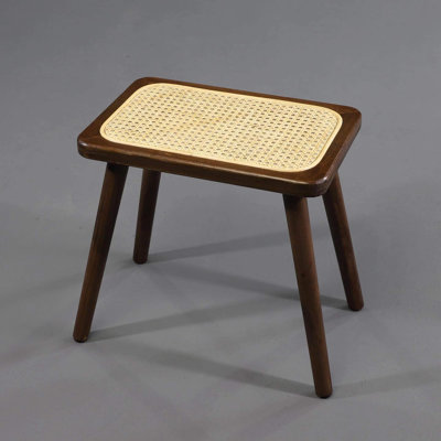Ascano Natural Rattan Top Wood Stool, with Portable and Detachable Legs, Handcrafted Wood Stool, Lightweight Stool, Hand Woven, Comfortable Support (R by Bay Isle Home
