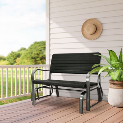 Outdoor Patio Glider, 600 Lb Capacity Loveseat, 2 Seater Rocking Chair, by Lark Manor