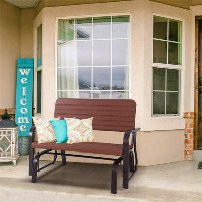 Outdoor Patio Glider, 600 Lb Capacity Loveseat, 2 Seater Rocking Chair, by Lark Manor
