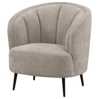 Glynes Upholstered Channel Back Curved Chair Beige by George Oliver