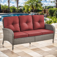Keywest Patio Outdoor PE Wicker Sofa Couch With Cushions by Winston Porter
