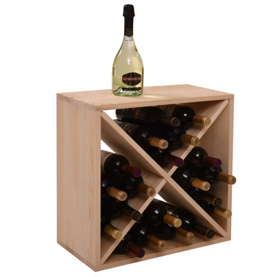 Marquasha 24 Bottle Solid Wood Floor Stackable Wine Rack, Brown by Ebern Designs