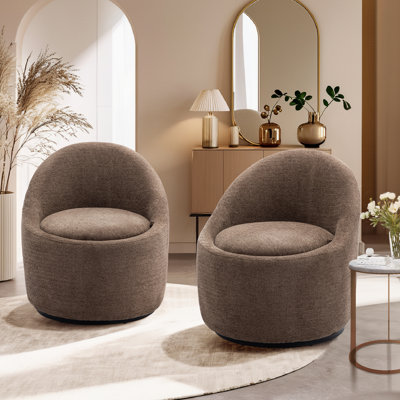Elijana Modern Upholstered Swivel Barrel Chair,No Assembly Required (Set of 2) by Brayden Studio