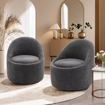 Elijana Modern Upholstered Swivel Barrel Chair,No Assembly Required (Set of 2) by Brayden Studio