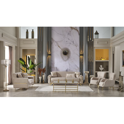 Martavion 4 - Piece Velvet Living Room Set