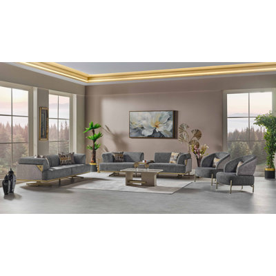 Marteeka 4 - Piece Velvet Living Room Set by Everly Quinn