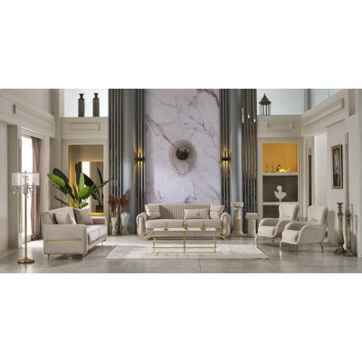 Marteen 4 - Piece Velvet Living Room Set