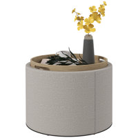 Round Storage Ottoman Coffee Table With Flip Top Tray,Living Room Table