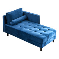 64" Velvet Chaise,Mid-Century Modern Chaise Furniture,Sleeper for Living Room,Apartment,Tool-Free Assembly by Mercer41