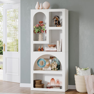 Attwood 70" Tall Bookshelf, 5 Tier Geometric Bookcase, Modern Freestanding Display Shelf for Living Room, Bedroom by Latitude Run