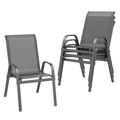 Cristel Stacking Patio Outdoor Dining Armchair(Set of 4) by George Oliver