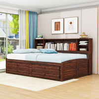 Hailea Full Size Wooden Daybed with Storage Shelves, Drawers and Cabinets by Red Barrel Studio