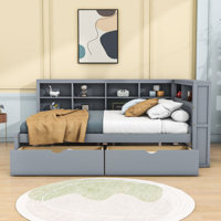 Haileyjo Wood Daybed with 2 Drawers,USB Charging and Shelves by Red Barrel Studio