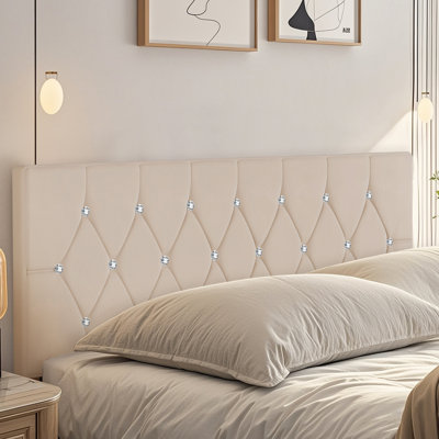 Velvet Upholstered Headboard, Button Tufted Upholstery Queen/King Headboard, Adjustable Height, Easy Assembly by House of Hampton