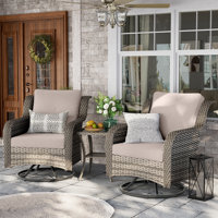 Tinh 2 - Person Outdoor Wicker Swivel Rocker Seating Group with Cushions