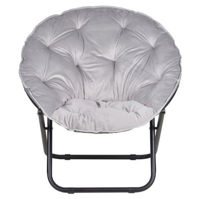 Saucer Chair Saucer Chair For Adults, Papasan Folding Moon Chair, Large Saucer UFO Chair With Collapsible Metal Frame, Fuzzy Foldable Dish Seat For Ho by Ebern Designs