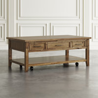 Abbeville Transitional Rustic Wood Lift-Top Coffee Table with Wheels by Lark Manor
