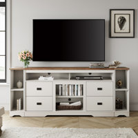 Laziza 3 in 1 Morden Farmhouse TV Stand For 85 inch TVs with 4 Drawers and Spacious Storage Space
