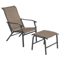2-piece Patio All-weather PVC-coated polyester Lounge Chair With Ottoman, Brown by Winston Porter