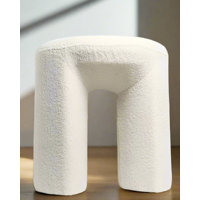 Lejin Abstract Two-Leg Teddy Fabric Upholstered Ottoman by Wrought Studio