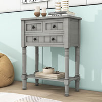 Draga Retro Narrow Console Table with Storage Drawers and Shelf for Living Room by Charlton Home
