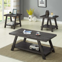 Tevis 3-Piece Wood Coffee Table with Shelf by Red Barrel Studio