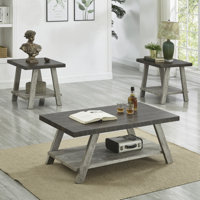 Tevis 3-Piece Wood Coffee Table with Shelf by Red Barrel Studio