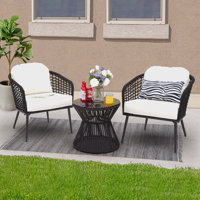 Prielle Round 2 - Person Outdoor Bistro Set with Cushions