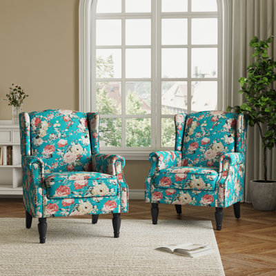 Duward Upholstered Wingback Accent Chair with Nailhead Trim by Charlton Home