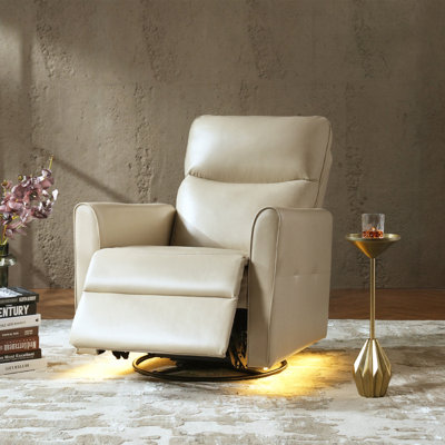 Tonisia Modern Faux Leather Dual Motor Power Swivel Recliner with Adjustable Power Headrest