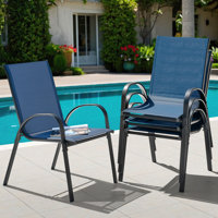 Ciella Outdoor Patio Chairs of 4, Stackable Dining Chairs for All Weather, Chair Set with Armrests for Backyard by Lark Manor