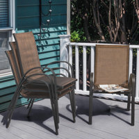 Ciella Outdoor Patio Chairs of 4, Stackable Dining Chairs for All Weather, Chair Set with Armrests for Backyard by Lark Manor