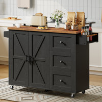 Mayrani 43" Rolling Kitchen Island with Storage and Power Outlet by Gracie Oaks