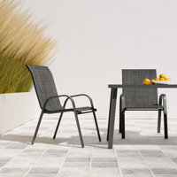 Ortonville 24"W Outdoor Stackable Dining Chairs, Densy PVC-Coated Polyester Chairs by George Oliver