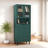 Tall Storage Show Cabinet with 2 Glass Display Door & 2 Doors by Ebern Designs