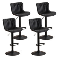 Denan Swivel Adjustable Height Bar Stools, Faux Leather Modern Bar Stools, Upholstered Counter Stool