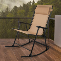 Rocking Chair Outdoor Furniture - Folding Chair Rocker with Adjustable Pillow - Camping, Front Porch, or Patio Furniture by Lavish Home by Arlmont & Co.