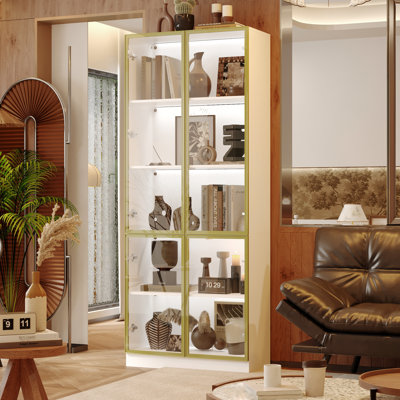 5-Shelf Display Cabinet With Adjustable Lights And Tempered Glass Door by Wrought Studio