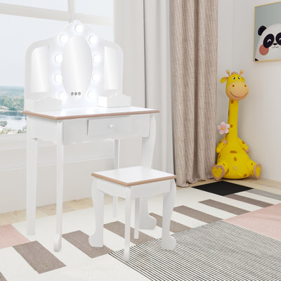 Kids Vanity, Vanity Set With Mirror And Stool by Harriet Bee