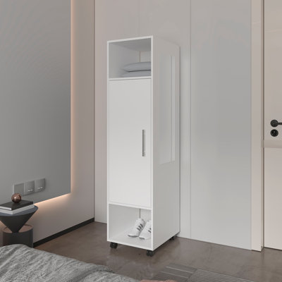 Summit Wardrobe in melamine with mirror,door and open storage by Ebern Designs