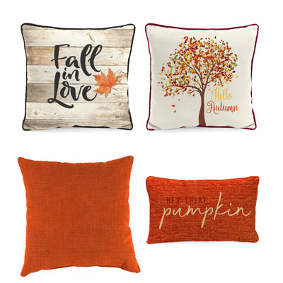 4-Piece Autumn Outdoor Throw Pillow Set for Thanksgiving and Halloween by The Holiday Aisle