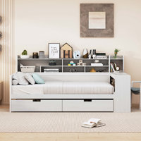 Wooden Daybed with Storage Shelves, Multi-functional Bed by Lark Manor