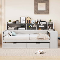 Wooden Daybed with Storage Shelves, Multi-functional Bed by Lark Manor