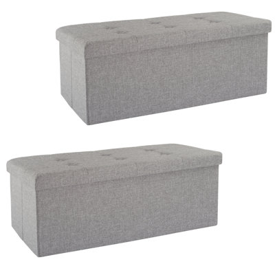 Ebern Designs Set of Two 30-Inch Ottomans, Gray by Ebern Designs
