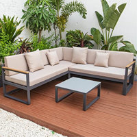 Zahava 3-Piece Black Aluminum Outdoor Conversation Set with Sofa, Loveseat & Coffee Table – Zippered Cushion Covers & Adjustable Headrest by Latitude Run