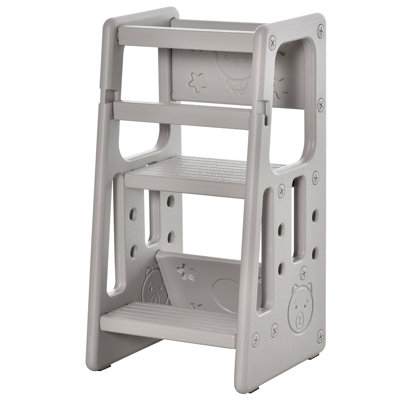 Qaba Toddler Tower With Adjustable Height, Toddler Kitchen Stool Helper With Anti-Slip Mat, Step Stool by Zoomie Kids