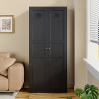 Storage Cabinet With Adjustable Shelves-Metal Home Kitchen Pantry Cabinets With Doors,Organization Locker For Cupboard/Bedroom/Dining/Living/Bathroom/ by Latitude Run