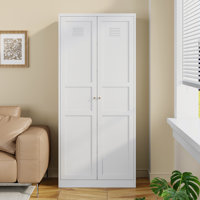 Storage Cabinet With Adjustable Shelves-Metal Home Kitchen Pantry Cabinets With Doors,Organization Locker For Cupboard/Bedroom/Dining/Living/Bathroom/
